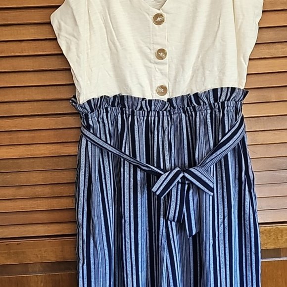 NWT Lily Rose Button Front Paper Bag elastic waist jumpsuit V-neck 1 piece Large - Picture 5 of 11